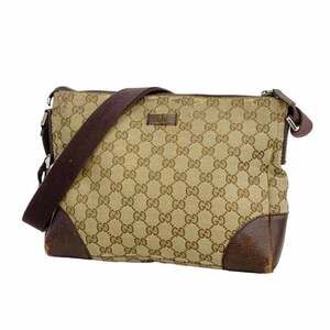 Gucci GG Canvas Shoulder Bag 114273 Brown Women's